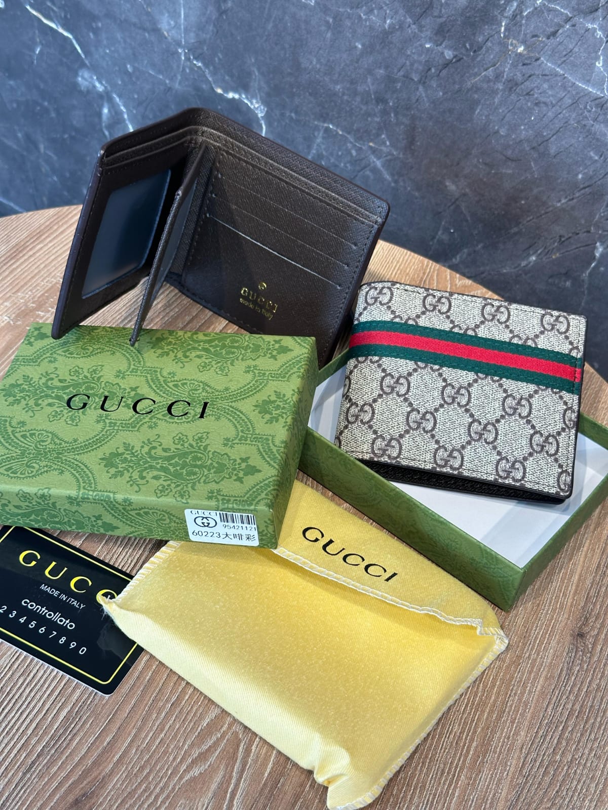 Billetera Gucci Rayas Verde/Rojo 1:1