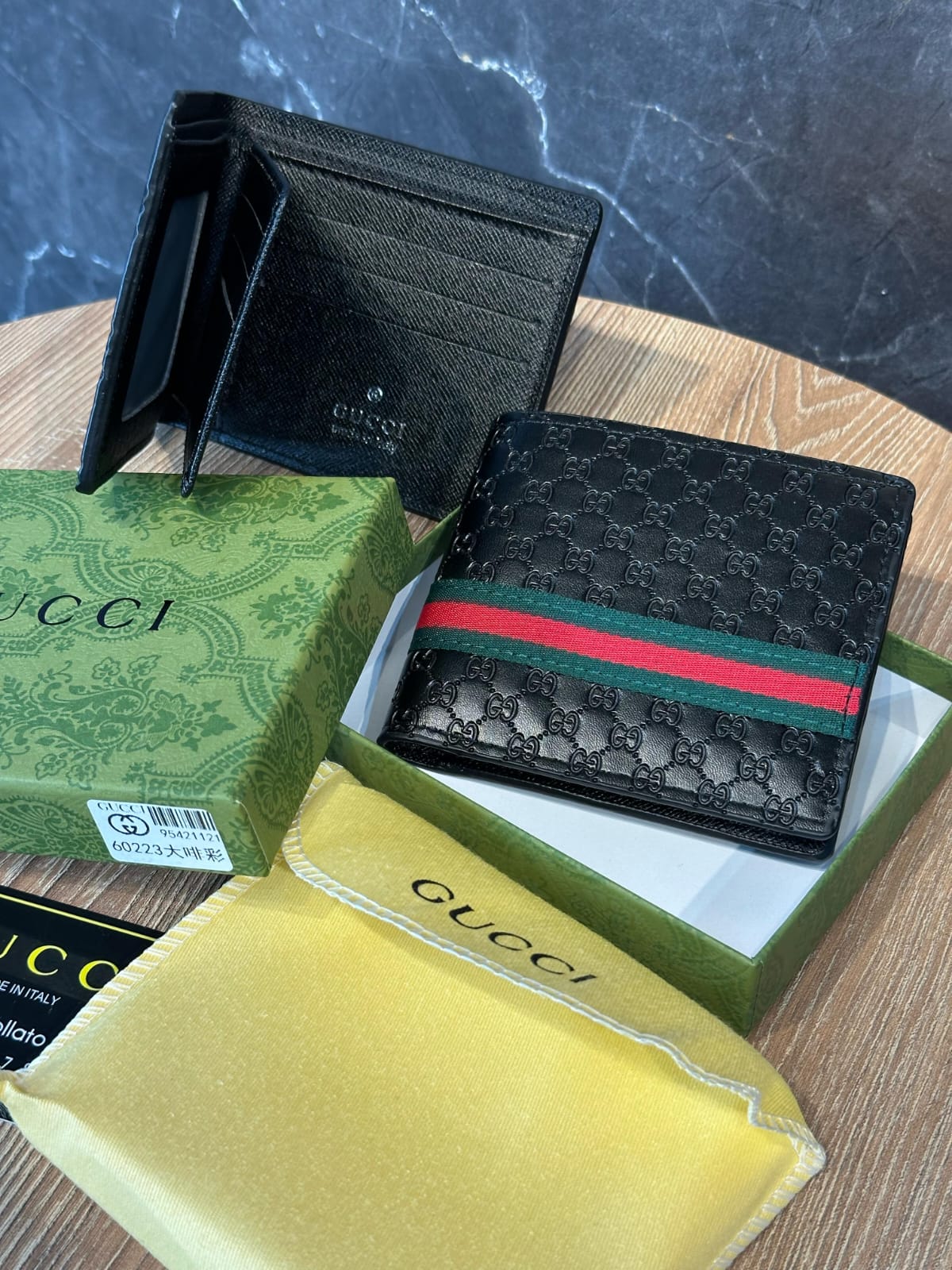 Billetera Gucci Rayas Verde/Rojo 1:1