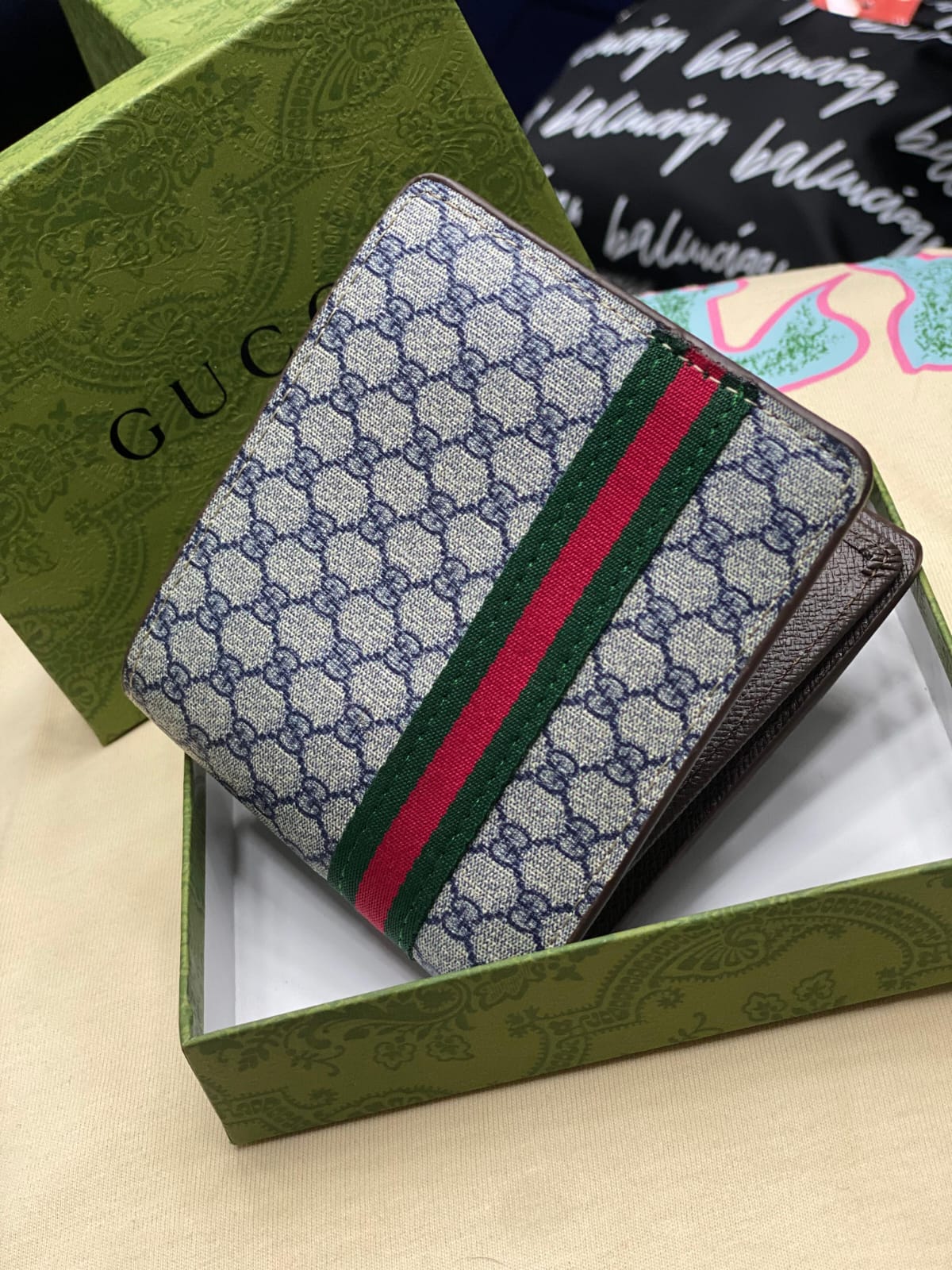 Billetera Gucci Rayas Verde/Rojo 1:1